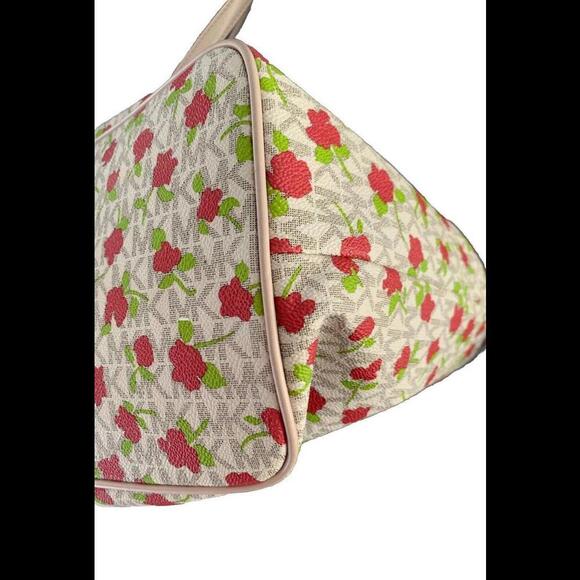 Michael Kors Carter MK Monogram Rose Floral Vanilla Large Tote Bag Purse AB-2012 - Picture 5 of 15